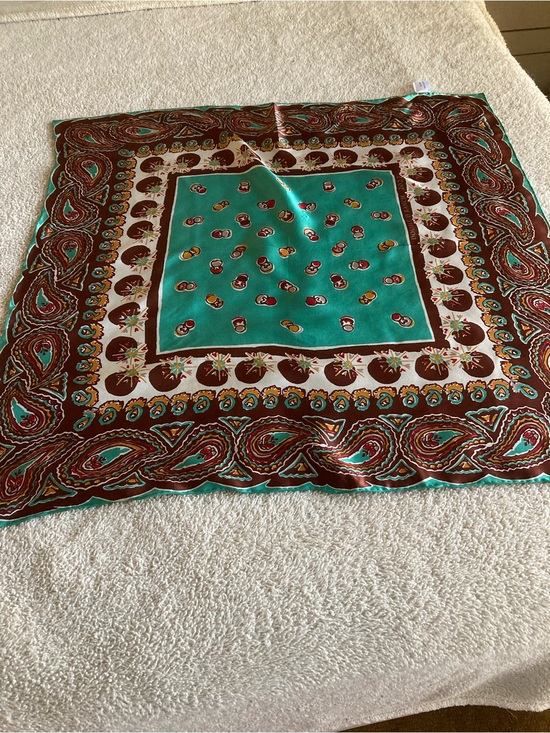 Double D Ranch Accessories - Double D Ranch Teal and Brown Paisley Silk Scarf
